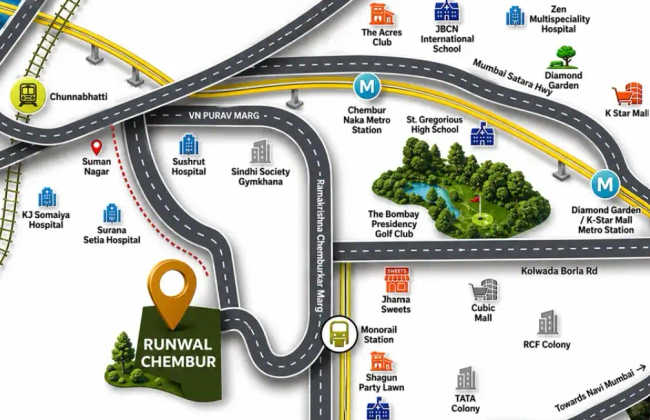 Runwal Woods Chembur - Location Map