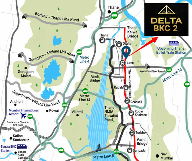 Delta BKC 2 Airoli - Location Map
