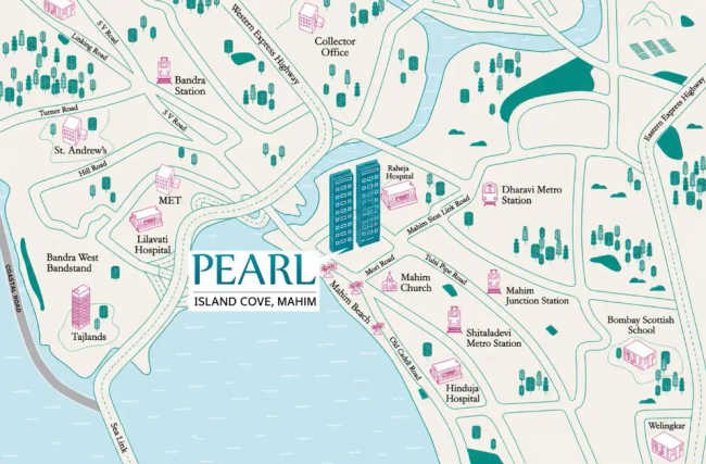 L & T Pearl Mahim - Location Map