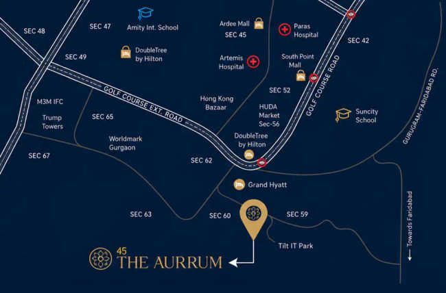 4S The Aurrum Sector 59 - Location Map