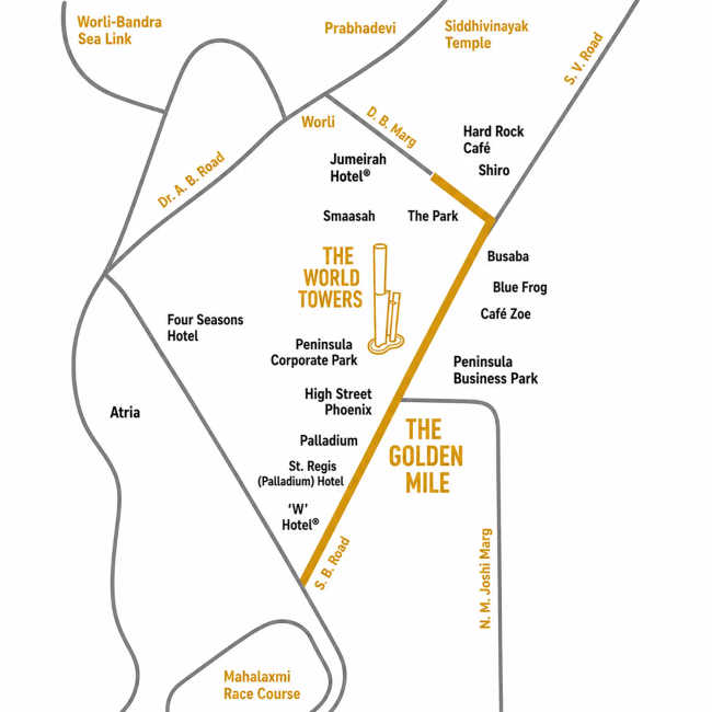 Lodha World Towers Lower Parel - Location Map