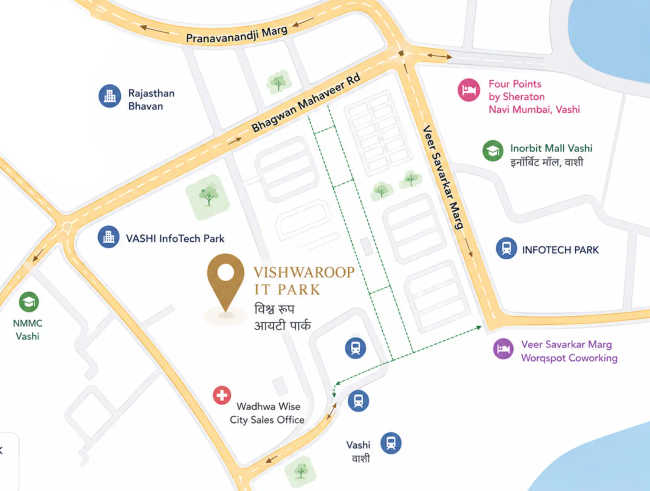 The Wadhwa Vishwaroop IT Park Vashi - Location Map