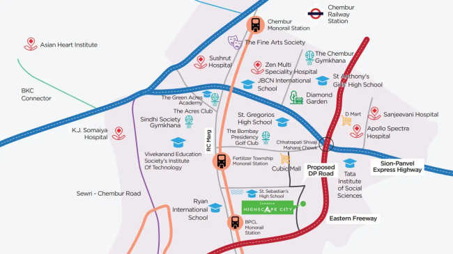 Chandak Highscape City Chembur - Location Map