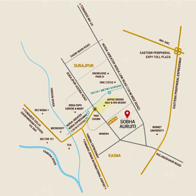 Sobha Aurum Sector 36 - Location Map