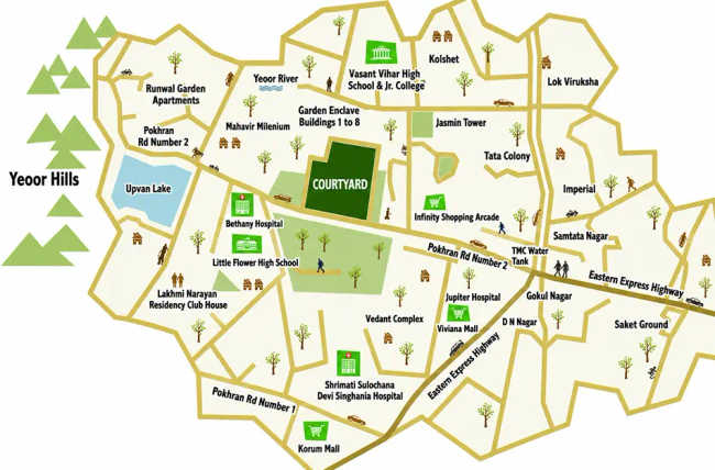 Wadhwa Courtyard Pokhran Road 2 - Location Map