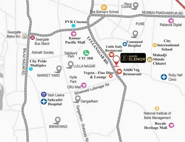 Nyati Elenor Lulla Nagar - Location Map