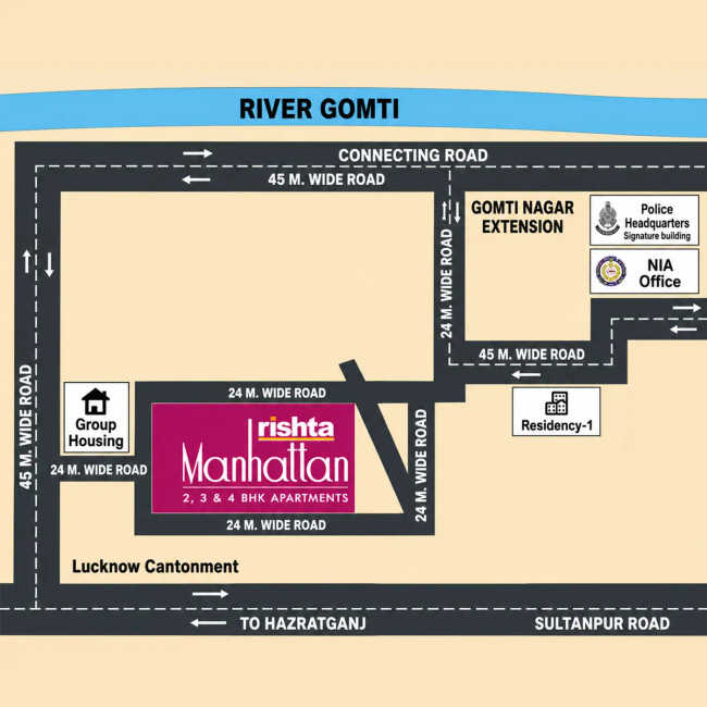 Rishita Manhattan Sarsawan - Location Map
