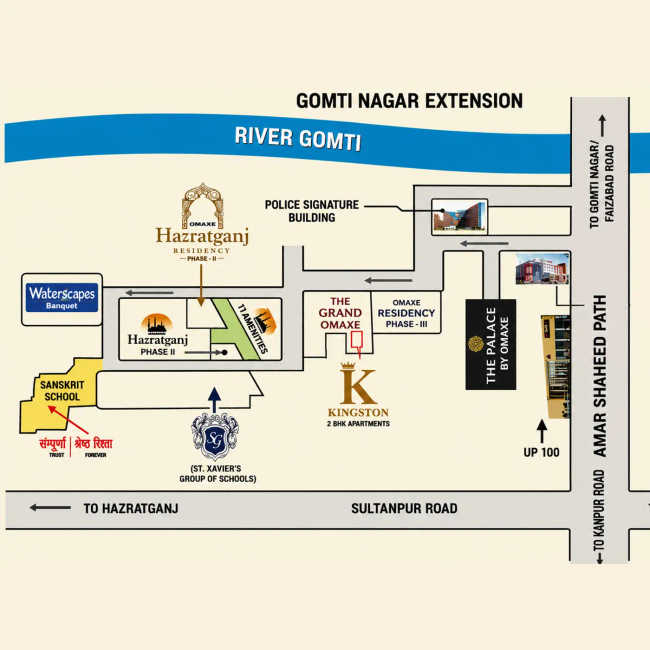 Grand Omaxe Kingston Gomti Nagar Extension - Location Map