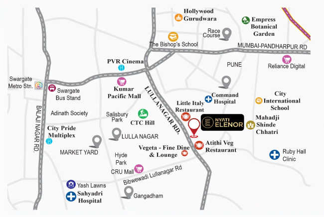 Nyati Elenor Lulla Nagar - Location Map