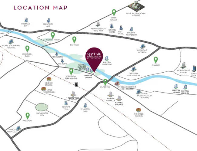 Mantra Mayfair River Residences Mundhwa - Location Map