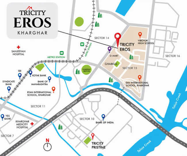 Tricity Eros Kharghar - Location Map