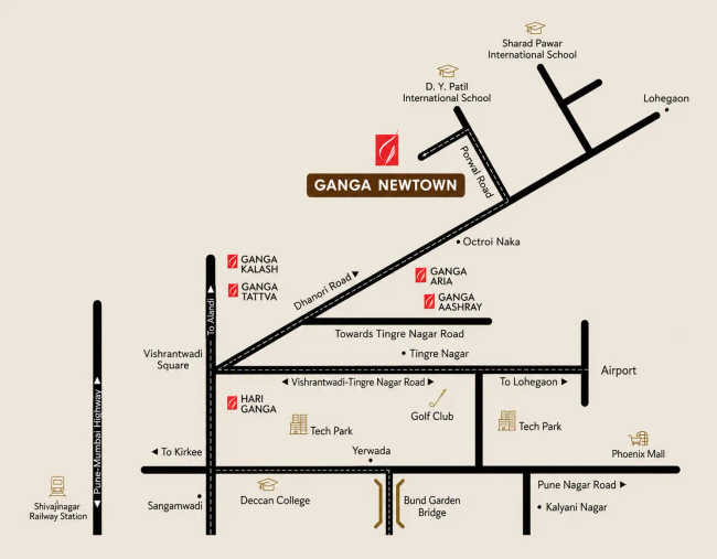 Goel Ganga New Town Dhanori - Location Map