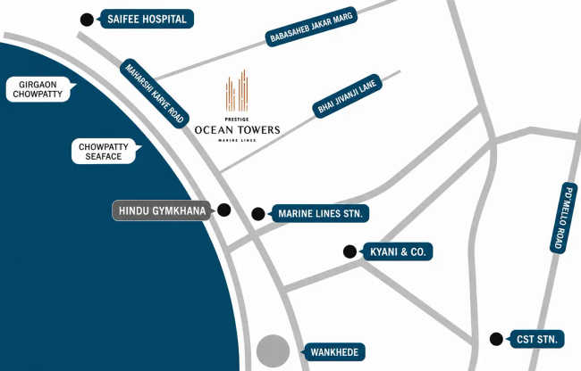 Prestige Ocean Tower Girgaon - Location Map