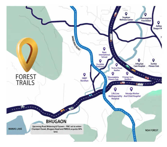 Paranjape Schemes Forest Trails Everglades Bhugaon - Location Map