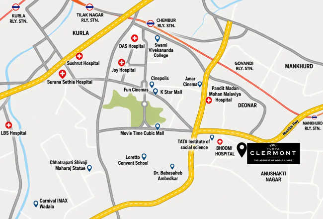 Purva Clermont Chembur - Location Map