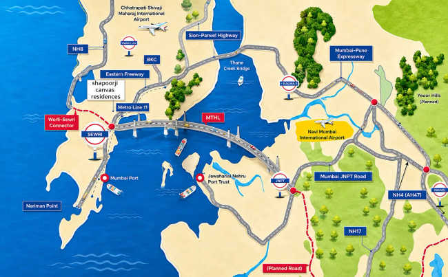 Shapoorji The Canvas Residences Sewri - Location Map