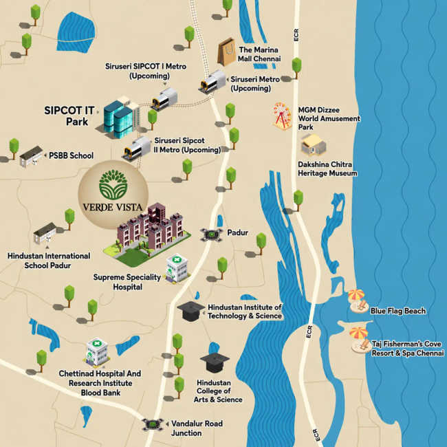 TVS Emerald Verde Vista Padur - Location Map