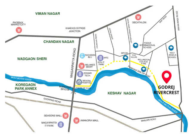Godrej Rivercrest Kharadi - Location Map
