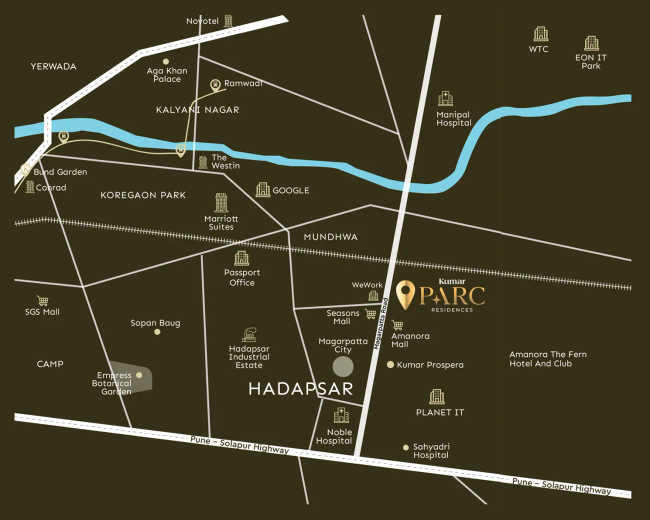 Kumar Parc Residences Hadapsar - Location Map