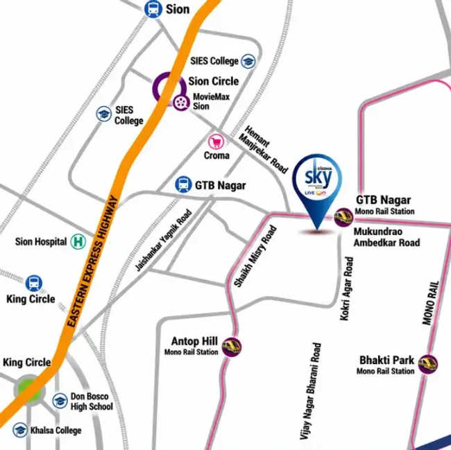 Siddha Sky Wadala - Location Map
