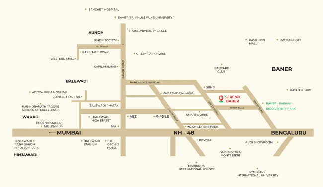 Kolte Patil 24K Sereno Baner - Location Map