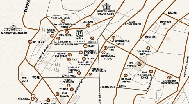 Birla Niyaara Worli - Location Map