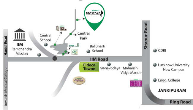 Eldeco Skywalk IIM Road - Location Map