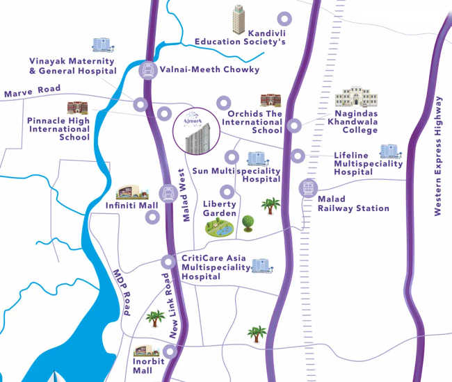 Ajmera Boulevard Malad - Location Map