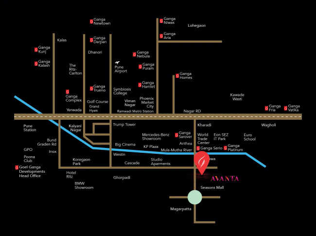 Goel Ganga Avanta Mundhwa - Location Map