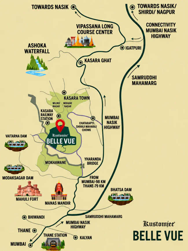 Rustomjee Belle Vue Kasara - Location Map