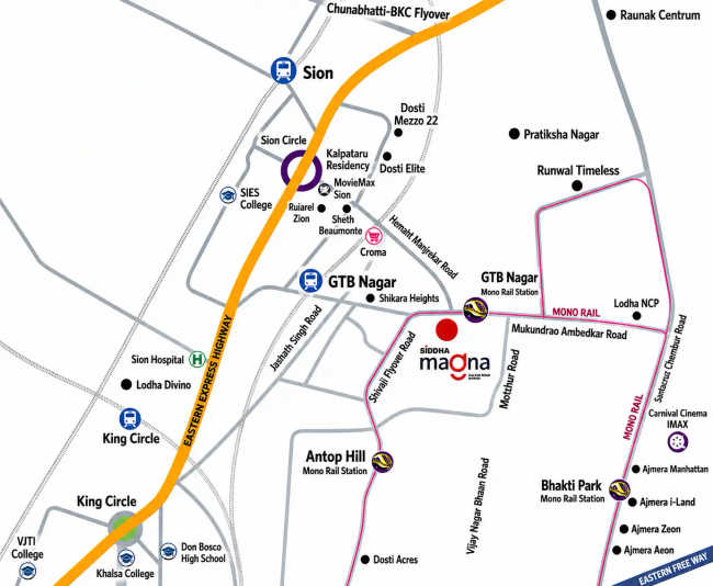 Siddha Magna Wadala - Location Map