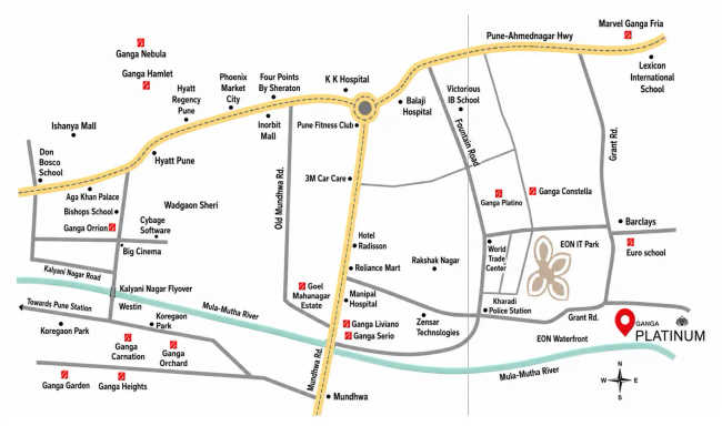Ganga Platinum Kharadi - Location Map