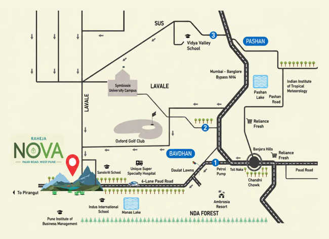 K Raheja Nova Pirangut - Location Map