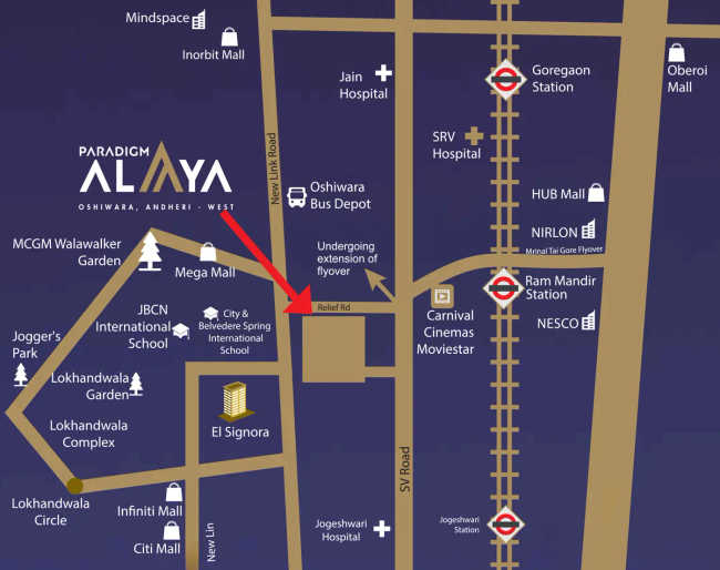Paradigm Alaya Oshiwara - Location Map