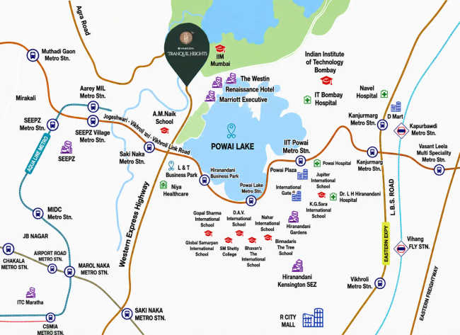 Vascon Tranquil Heights Powai - Location Map