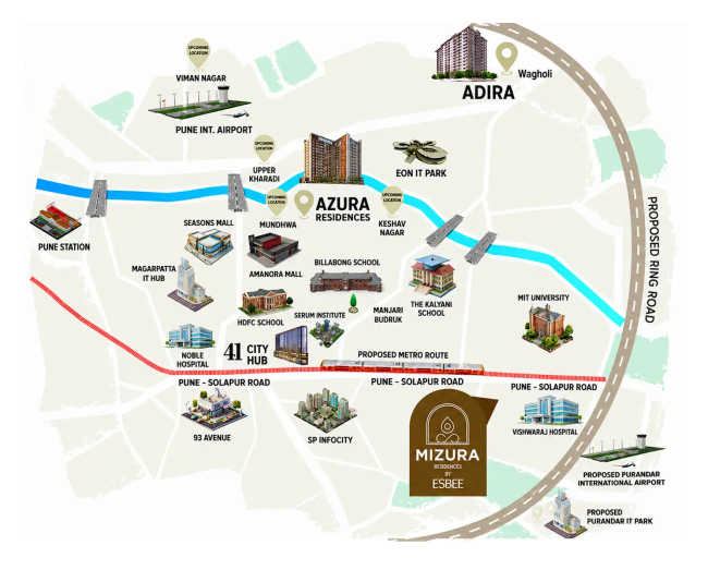 Esbee Mizura Residences Manjri - Location Map