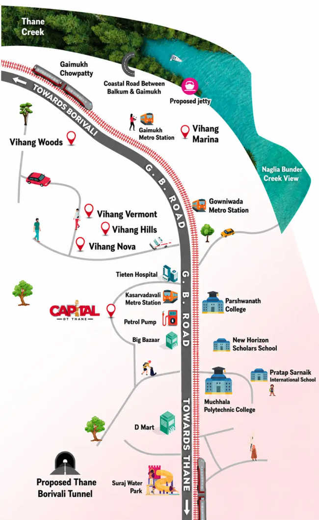 Vihang Capital Of Thane Ghodbunder Road - Location Map