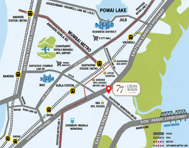 L&T 77 Crossroads Ghatkopar - Location Map