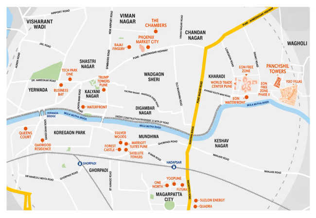 Panchshil Towers Kharadi - Location Map