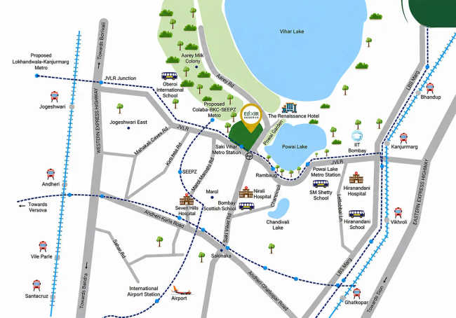 L&T Elixir Reserve Powai - Location Map