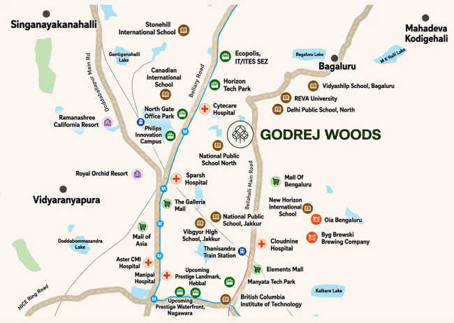 Godrej Woods Thanisandra - Location Map