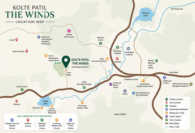 Kolte Patil The Winds Bhugaon - Location Map