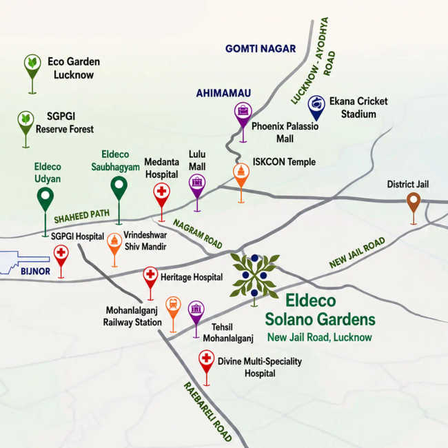 Eldeco Solano Gardens Mohanlalganj - Location Map
