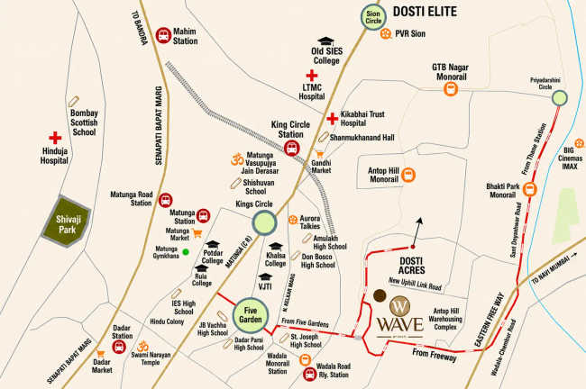 Dosti Wave Wadala - Location Map