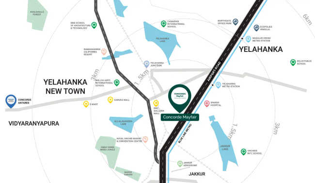 Concorde Mayfair Yelahanka - Location Map