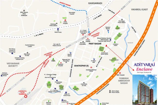 Adityaraj Enclave Ghatkopar - Location Map