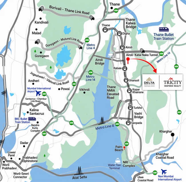 Delta Tricity Aveon City Rabale - Location Map