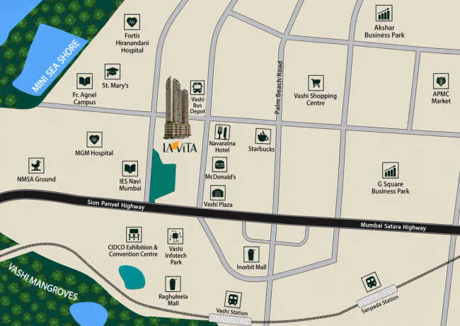 Kolte Patil La Vita Vashi - Location Map