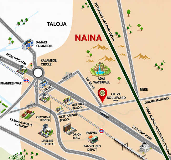 Olive Boulevard Panvel - Location Map