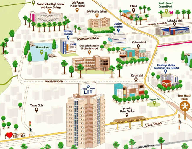 Adani LIT Teen Hath Naka - Location Map